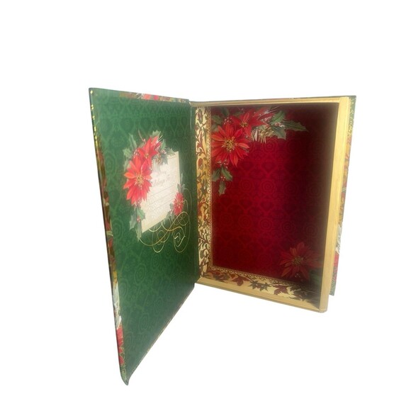 Punch Studio Storage Book Box Christmas Poinsettia 8.5” Gift Storage Trinket - Picture 3 of 14